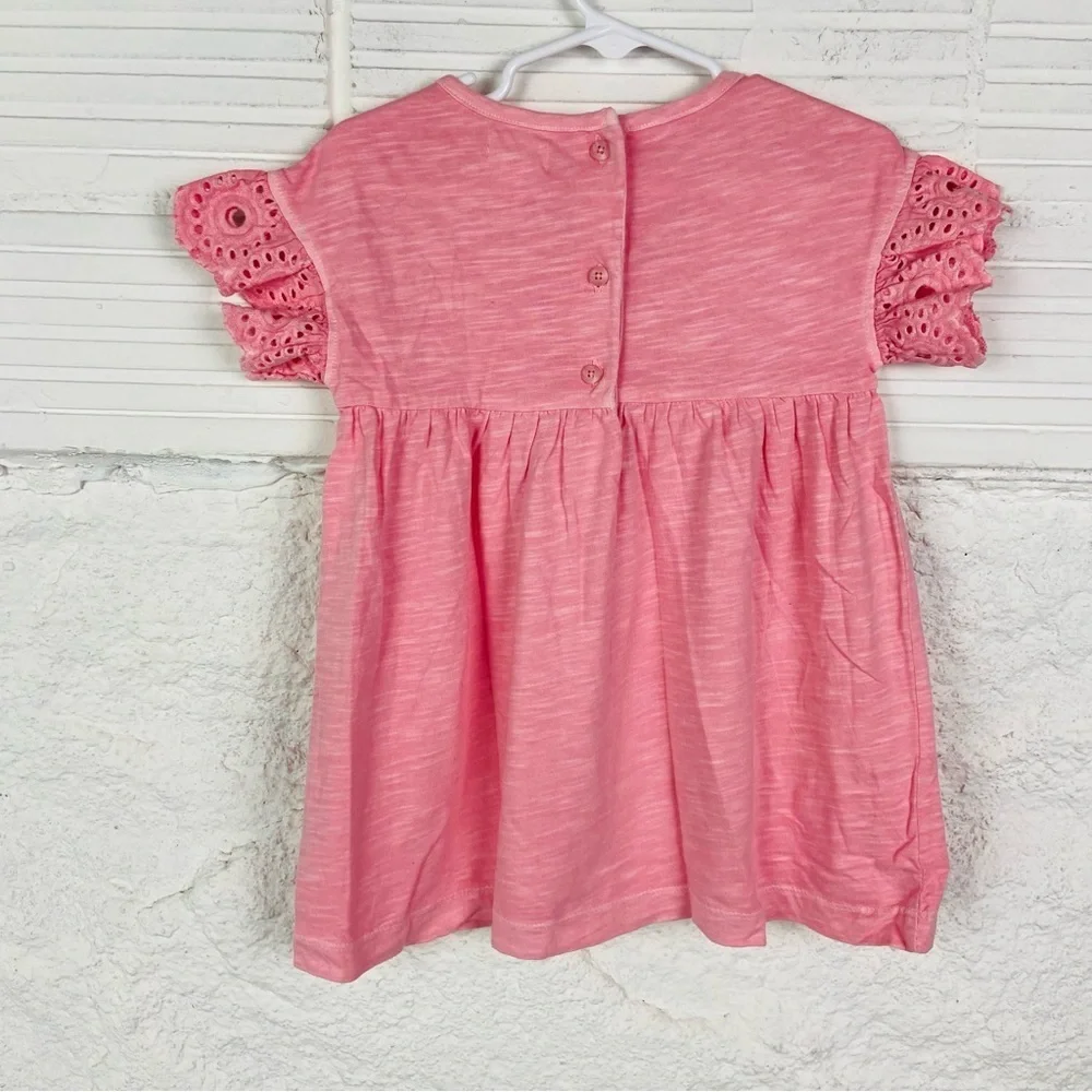 Gymboree Pink Eyelet Sleeve cotton Dress size 18-24 months